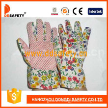 Gardening Gloves. Pink Dots on Palm. Flower Design Back (DGB105)